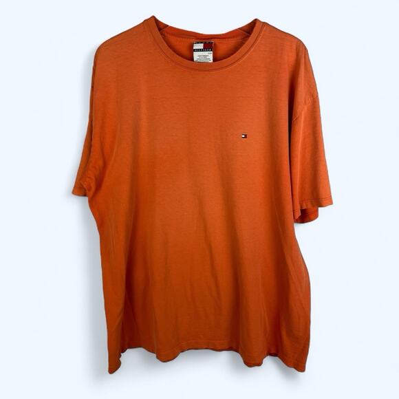 Vintage Tommy Hilfiger Basic Orange T-shirt Size XL Distressed - Picture 1 of 5